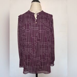 Calvin Klein Men's Dark Purple Grid Pattern XL Shirt